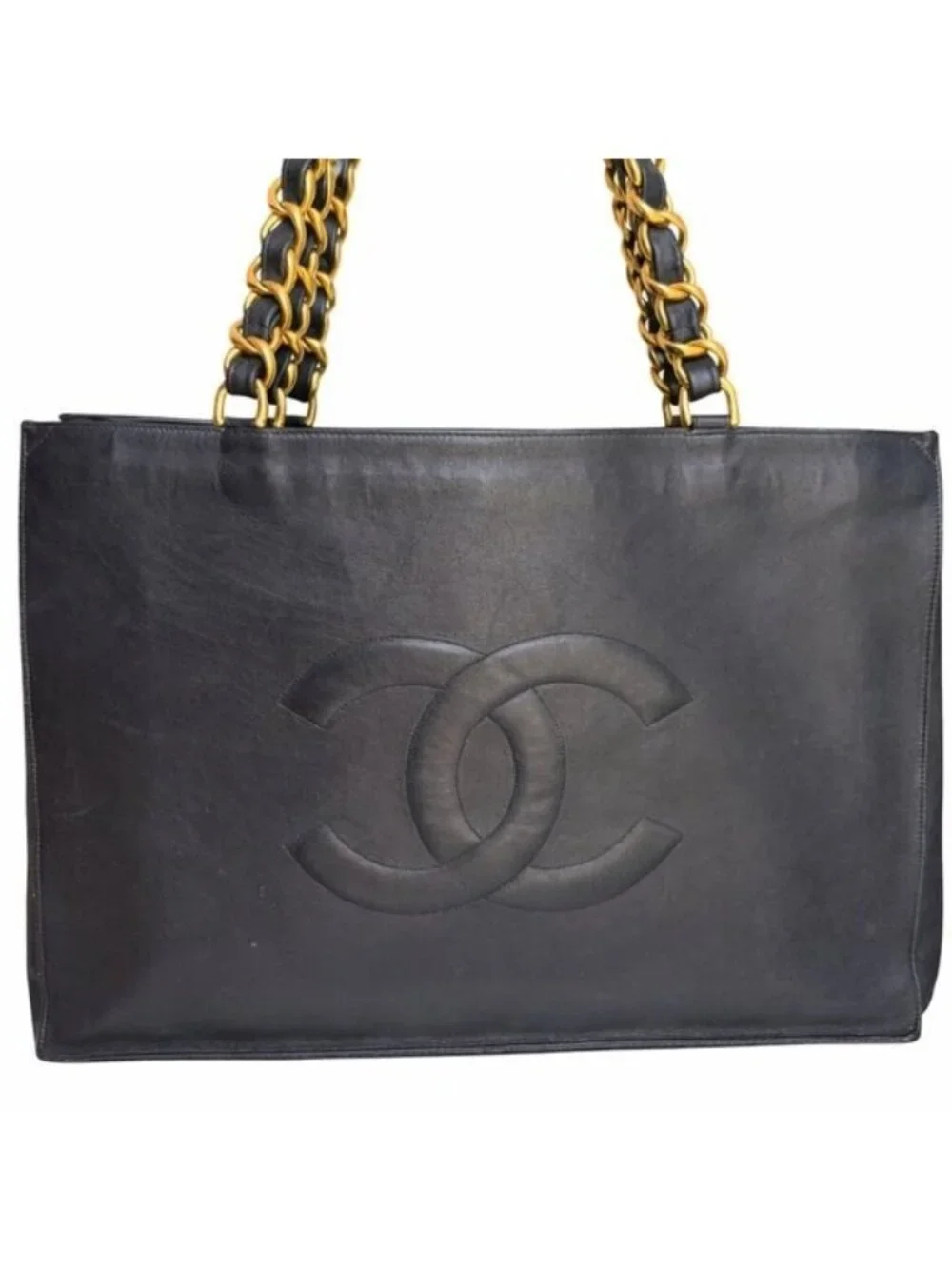 Authentic CHANEL Jumbo XL Shopping Tote Bag Timeless Classic Black Lambskin